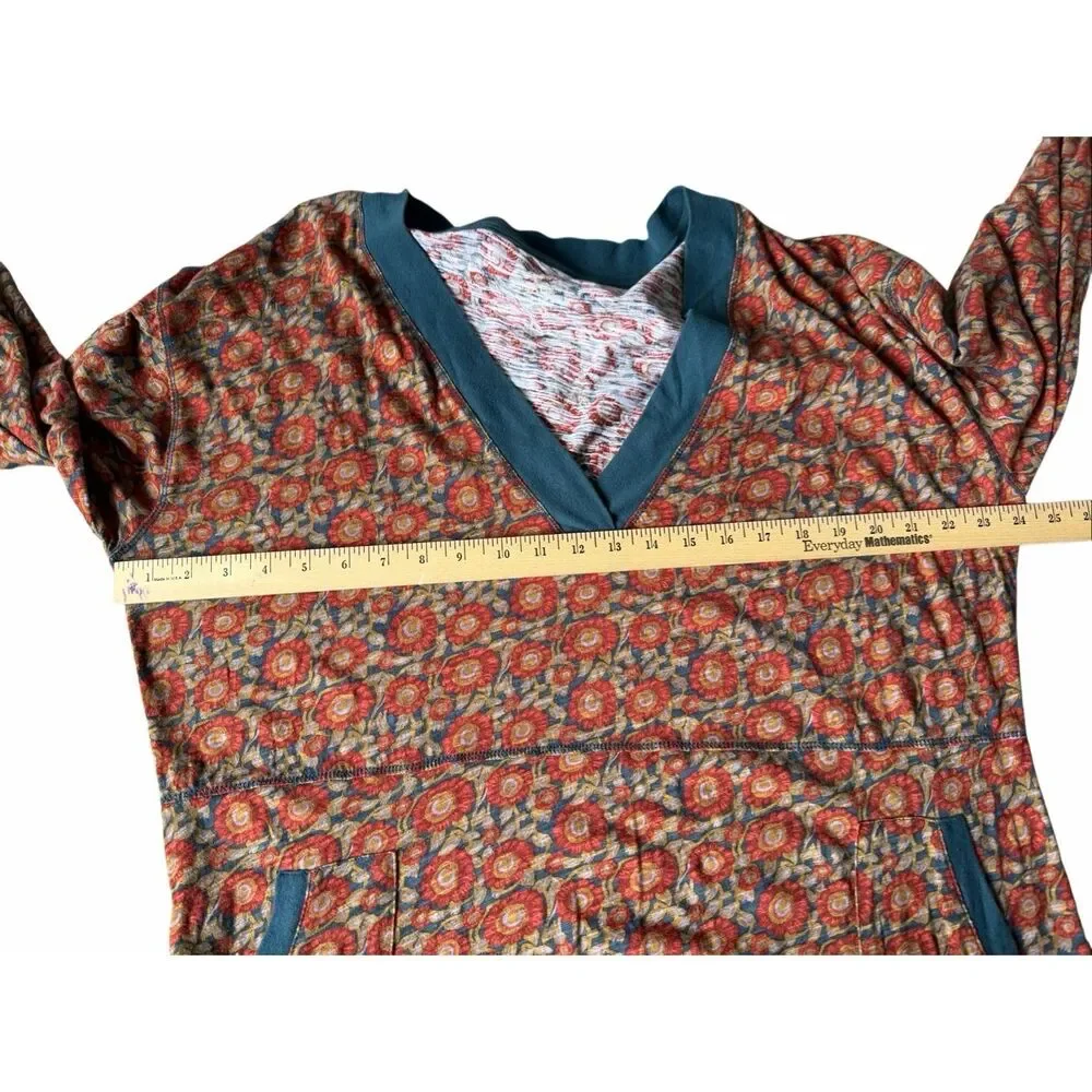 Natural Life Jumpsuit Johnnie Cotton Boho Oversized Ditsy Floral Blue Red Vines